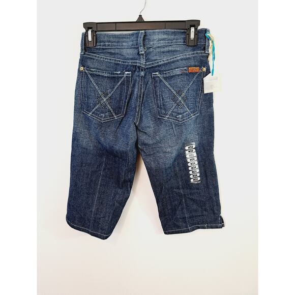 7 For All Mankind New Deadstock Capri Dojo Jeans Size 24 Swarovski Crystallized - Picture 2 of 8